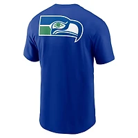 Men's Nike Royal Seattle Seahawks Rewind Front and Back Hit Essential T-Shirt