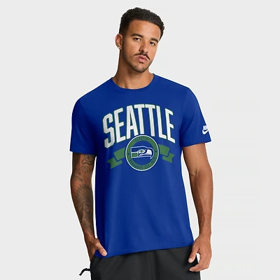 Men's Nike Royal Seattle Seahawks Rewind Front and Back Hit Essential T-Shirt