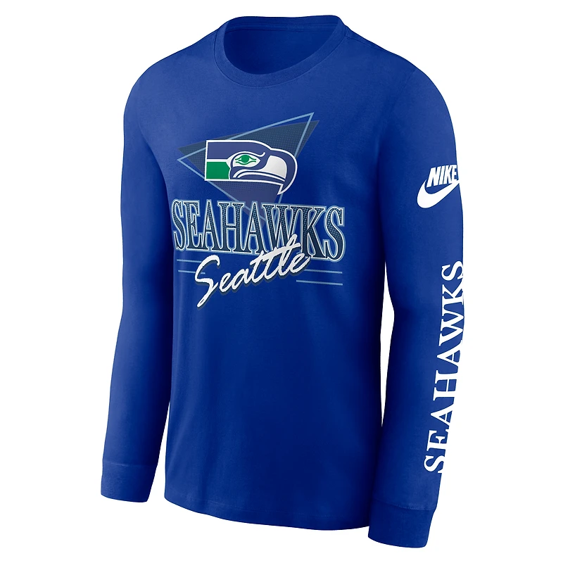 Men's Nike Royal Seattle Seahawks Rewind Long Sleeve T-Shirt