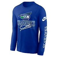 Men's Nike Royal Seattle Seahawks Rewind Long Sleeve T-Shirt