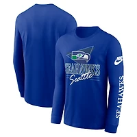 Men's Nike Royal Seattle Seahawks Rewind Long Sleeve T-Shirt