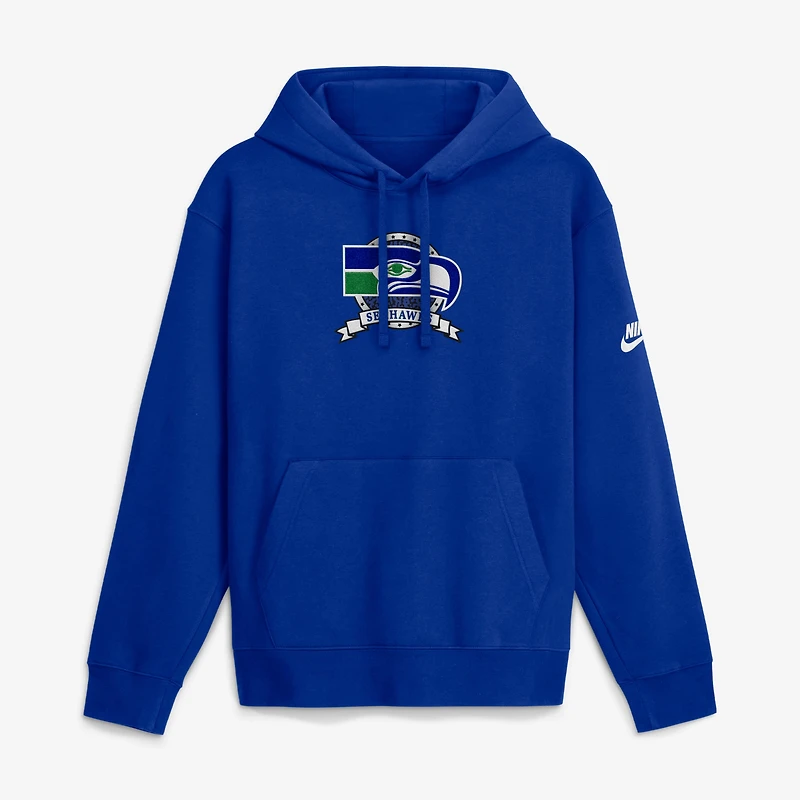Men's Nike  Royal Seattle Seahawks Short Pass Rewind Club Fleece Hoodie