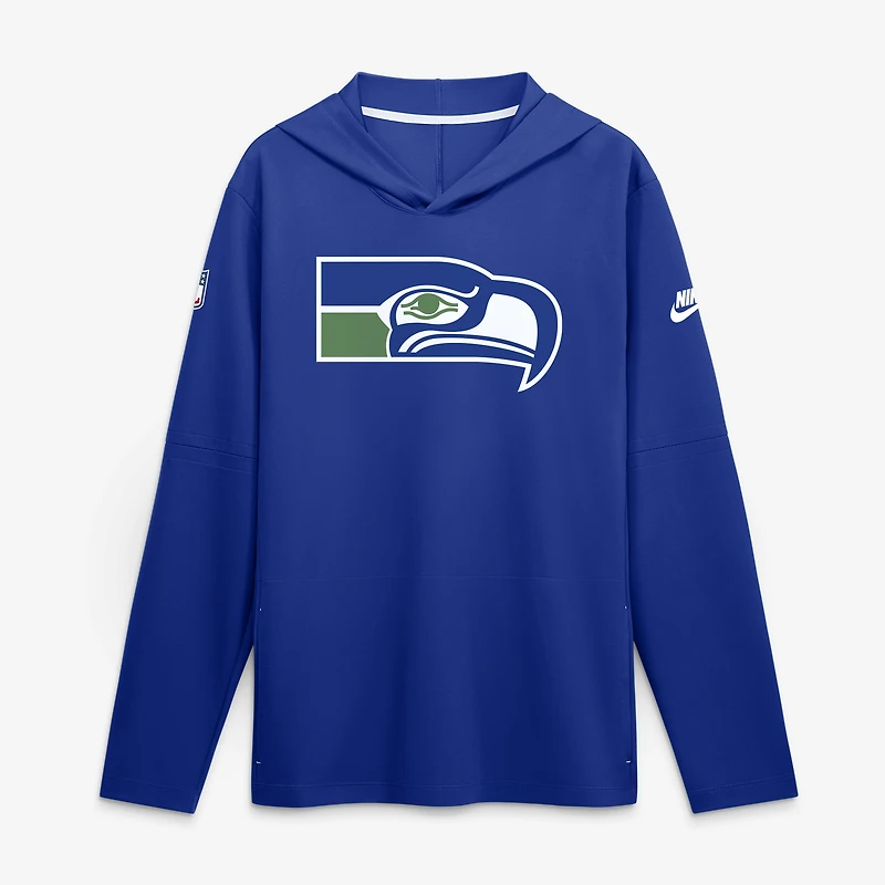 T-shirt à capuche manches longues Nike Royal Seattle Seahawks Sideline Dri-FIT pour homme