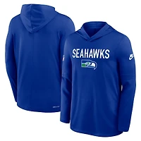 Men's Nike Royal Seattle Seahawks Sideline Pass Accuracy Dri-FIT Long Sleeve Hoodie T-Shirt