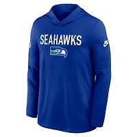 Men's Nike Royal Seattle Seahawks Sideline Pass Accuracy Dri-FIT Long Sleeve Hoodie T-Shirt