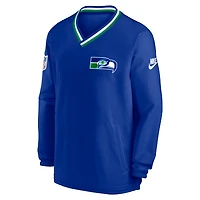 Coupe-vent Nike Royal Seattle Seahawks Throwback à col en V pour homme
