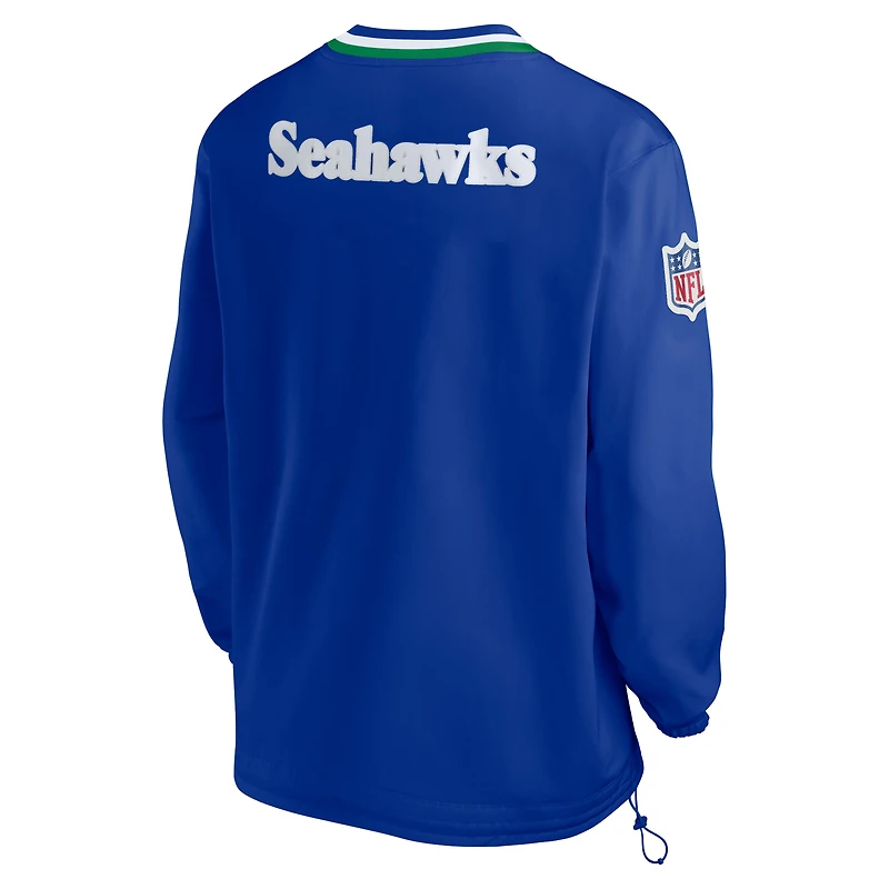 Coupe-vent Nike Royal Seattle Seahawks Throwback à col en V pour homme