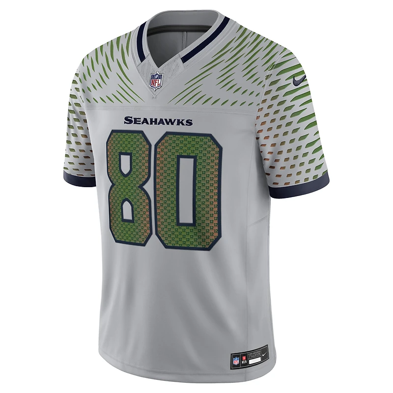 Maillot Nike Steve Largent pour homme, gris loup, Seattle Seahawks, collection Rivalries 2025, édition limitée, joueur retraité