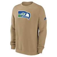 Men's Nike Tan Seattle Seahawks Swing Pass Rewind Club Pullover Sweatshirt