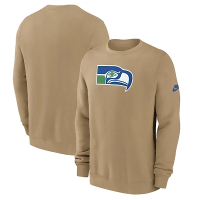 Men's Nike Tan Seattle Seahawks Swing Pass Rewind Club Pullover Sweatshirt