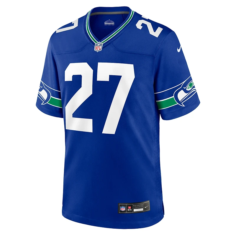 Maillot Nike Tariq Woolen Royal Seattle Seahawks Throwback Player Game pour homme