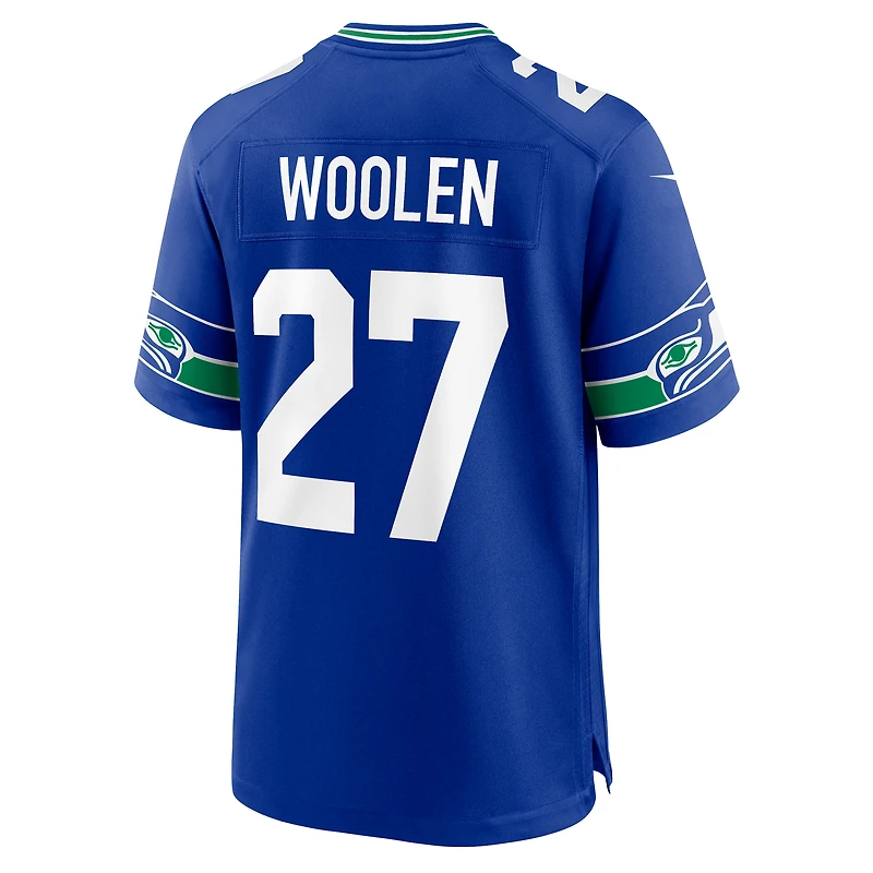 Maillot Nike Tariq Woolen Royal Seattle Seahawks Throwback Player Game pour homme