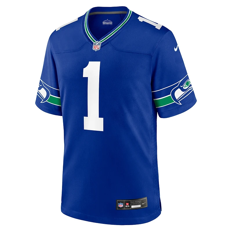 Maillot de match joueur à la retraite Nike Warren Moon Royal Seattle Seahawks Throwback pour homme