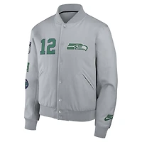 Men's Nike  Wolf Gray Seattle Seahawks 2025 Rivalries Collection Full-Snap Varsity Jacket
