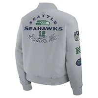 Men's Nike  Wolf Gray Seattle Seahawks 2025 Rivalries Collection Full-Snap Varsity Jacket