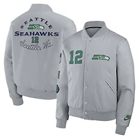 Men's Nike  Wolf Gray Seattle Seahawks 2025 Rivalries Collection Full-Snap Varsity Jacket