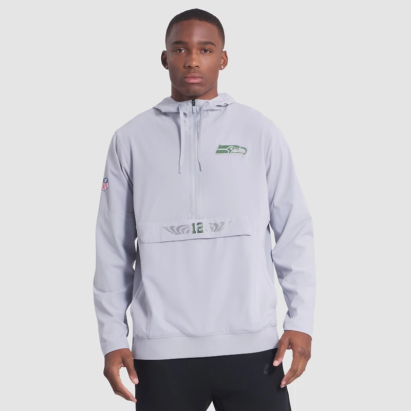 Men's Nike  Wolf Gray Seattle Seahawks 2025 Rivalries Collection Sideline Anorak Half-Zip Hoodie Jacket
