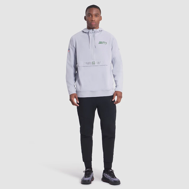 Men's Nike  Wolf Gray Seattle Seahawks 2025 Rivalries Collection Sideline Anorak Half-Zip Hoodie Jacket