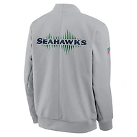Veste aviateur zippée Nike gris loup pour homme, collection Rivalries 2025 des Seattle Seahawks