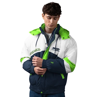 Men's Pro Player College Navy/Neon Green Seattle Seahawks Shoulder To Polyfill Full-Zip Hooded Jacket