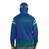 Veste de survêtement à capuche entièrement zippée Pro Player pour homme, bleu royal/vert, style rétro des Seattle Seahawks