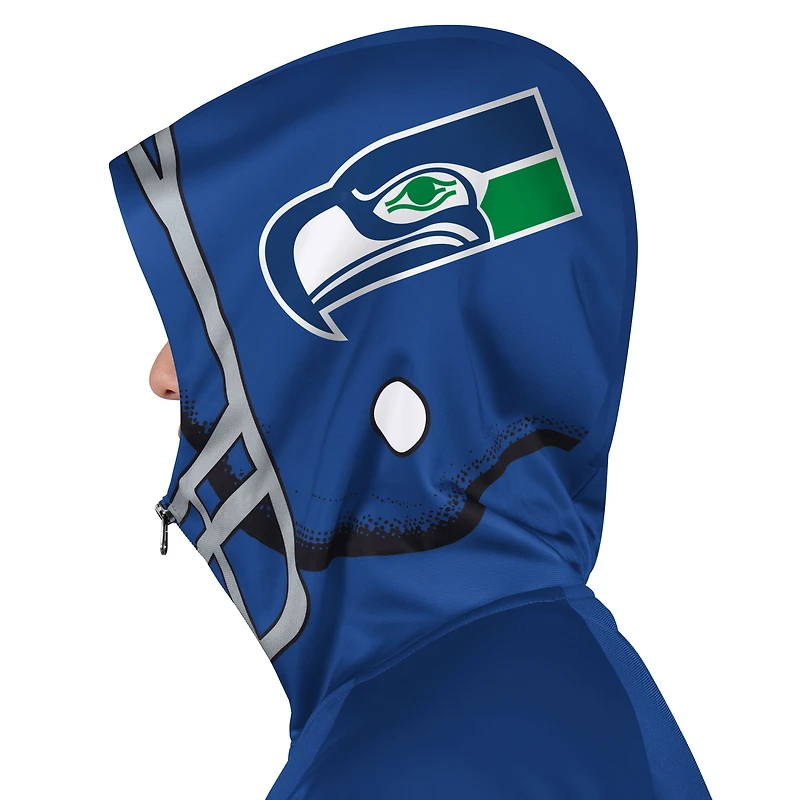 Veste de survêtement à capuche entièrement zippée Pro Player pour homme, bleu royal/vert, style rétro des Seattle Seahawks