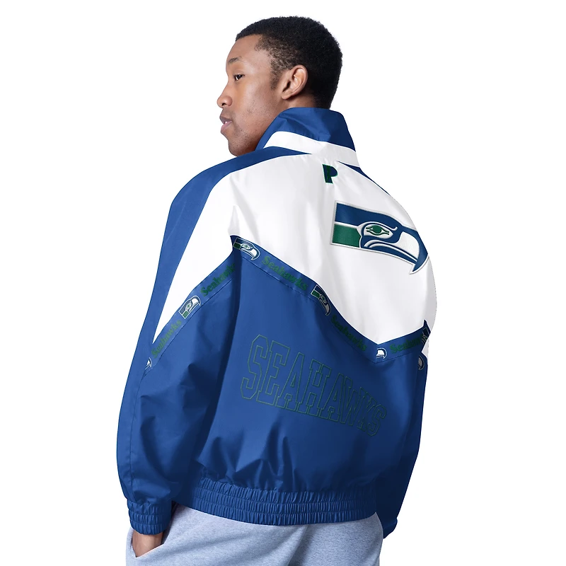 Men's Pro Player White/Royal Seattle Seahawks Tape II Lightweight Full-Zip Jacket