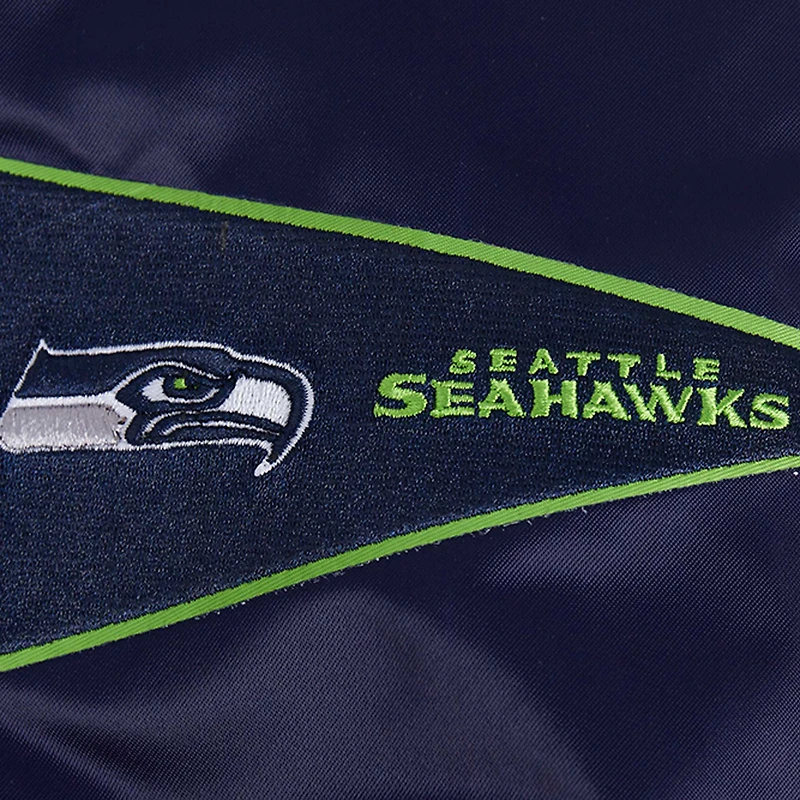 Veste à boutons-pression en satin sublimé Pro Standard College Navy pour homme des Seattle Seahawks