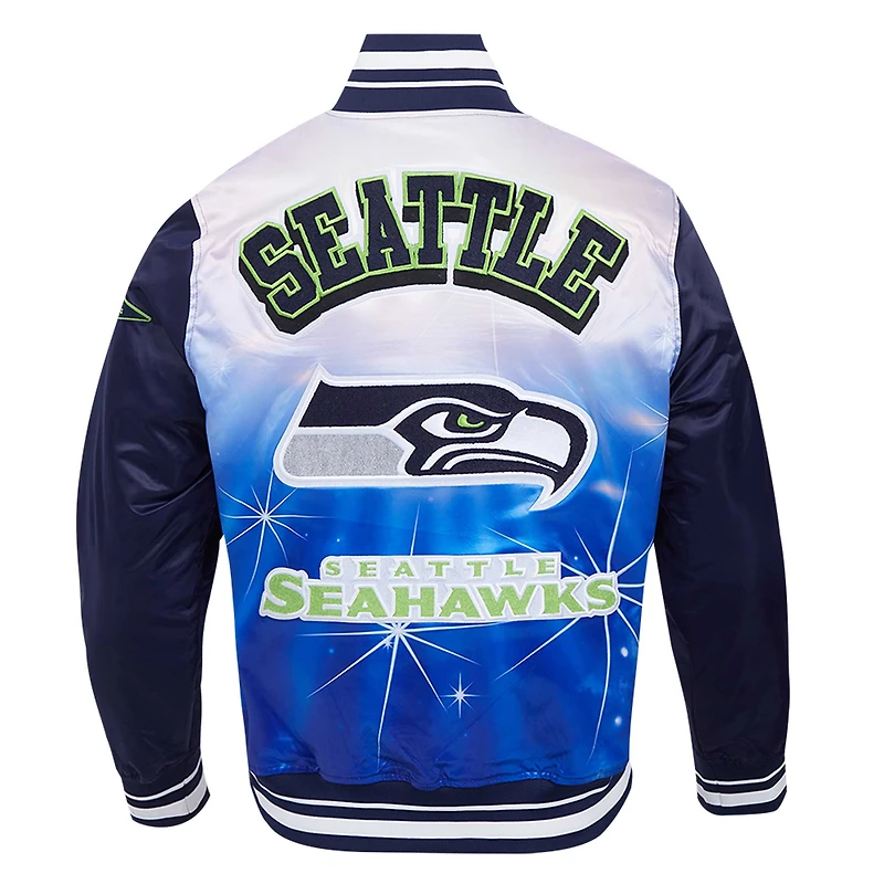 Veste à boutons-pression en satin sublimé Pro Standard College Navy pour homme des Seattle Seahawks