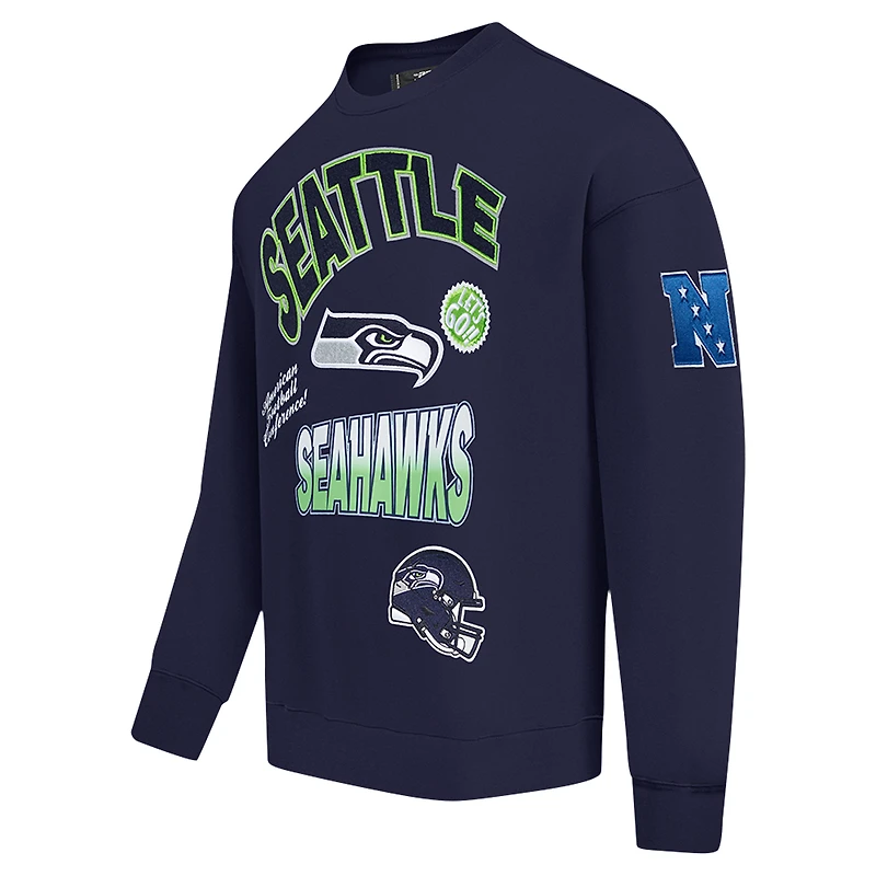 Sweat-shirt à enfiler épaules tombantes Turn It Up pour homme Pro Standard College Navy Seattle Seahawks