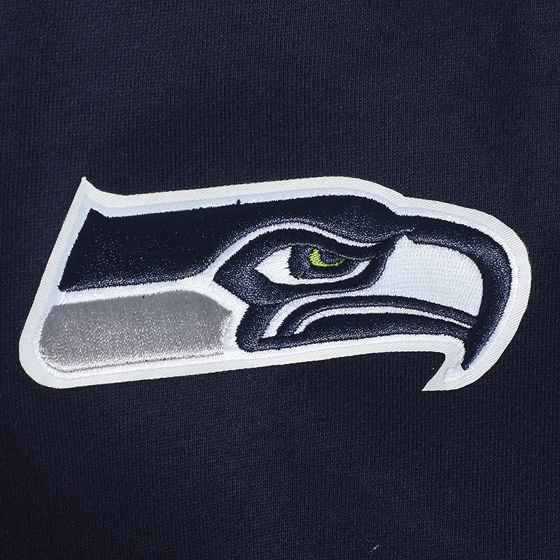 Men's Pro Standard College Navy Seattle Seahawks Turn It Up Drop Shoulder Pullover Sweatshirt