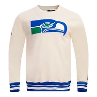 Men's Pro Standard Cream Seattle Seahawks Retro Classics Fleece Pullover Sweatshirt