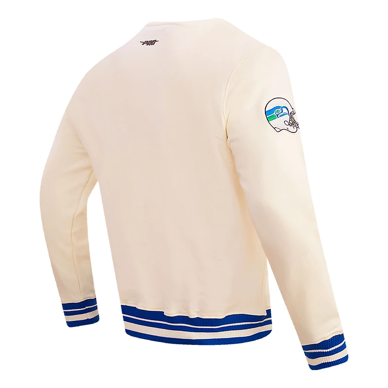 Men's Pro Standard Cream Seattle Seahawks Retro Classics Fleece Pullover Sweatshirt