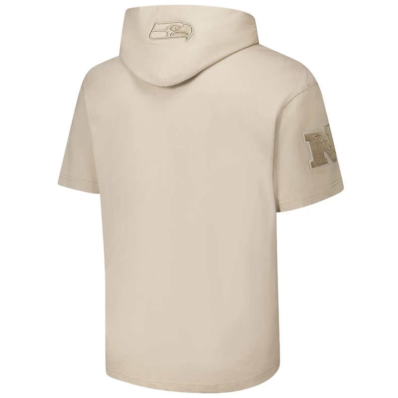Men's Pro Standard Tan Seattle Seahawks Neutrals Capsule Short Sleeve Pullover Hoodie