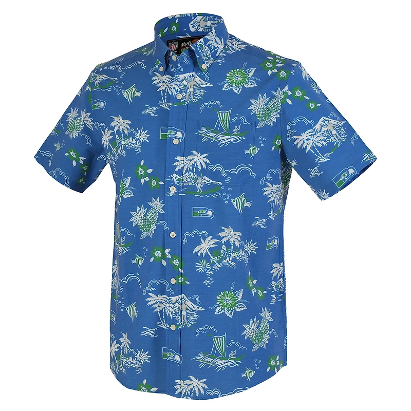 Chemise boutonnée rétro Kekai Performance pour homme, bleu, Reyn Spooner, des Seattle Seahawks