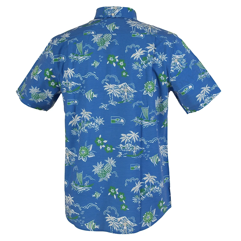 Chemise boutonnée rétro Kekai Performance pour homme, bleu, Reyn Spooner, des Seattle Seahawks