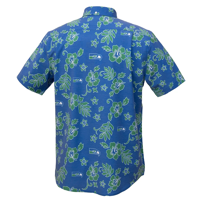 Chemise boutonnée Kekai Performance bleu marine des Seattle Seahawks, modèle Reyn Spooner College pour homme