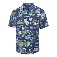 Chemise boutonnée panoramique pour homme Reyn Spooner College Navy des Seattle Seahawks