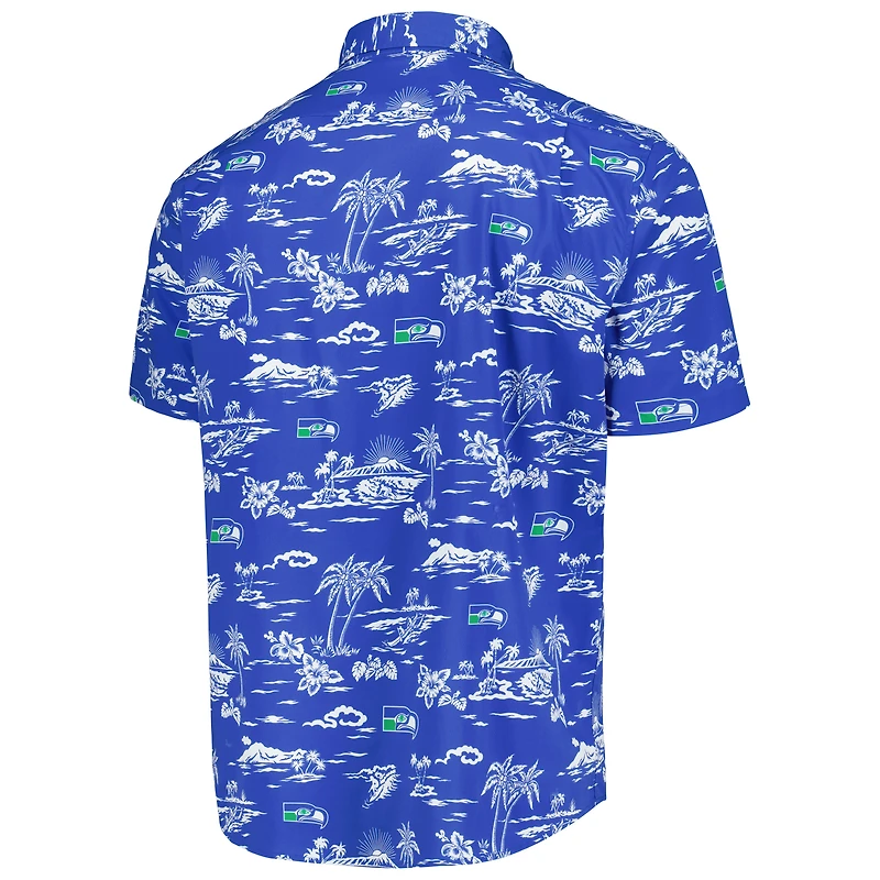 Men's Reyn Spooner Royal Seattle Seahawks Throwback Kekai Print Button-Up Shirt