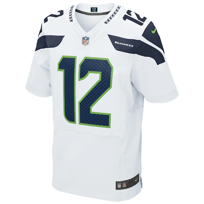 Maillot d'élite Nike blanc Seattle Seahawks 12s pour homme
