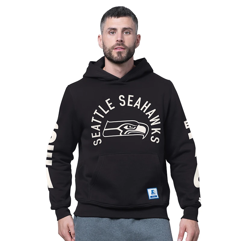 Men's Starter Black Seattle Seahawks Handoff Hoodie