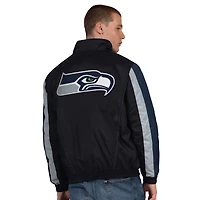 Men's Starter  Black Seattle Seahawks Thursday Night Gridiron Half-Zip Jacket