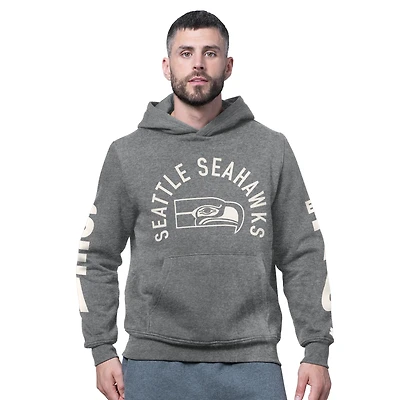 Men's Starter Charcoal Seattle Seahawks Handoff Vintage Logo Fleece Hoodie Sweatshirt