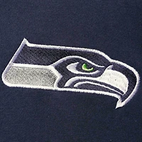Men's Starter College Navy/Neon Green Seattle Seahawks Playoffs Color Block Full-Zip Hoodie