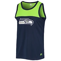 Débardeur Starter College bleu marine/vert fluo Seattle Seahawks Team Touchdown pour homme