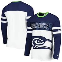 T-shirt à manches longues Starter College bleu marine/blanc Seattle Seahawks pour homme
