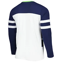 T-shirt à manches longues Starter College bleu marine/blanc Seattle Seahawks pour homme