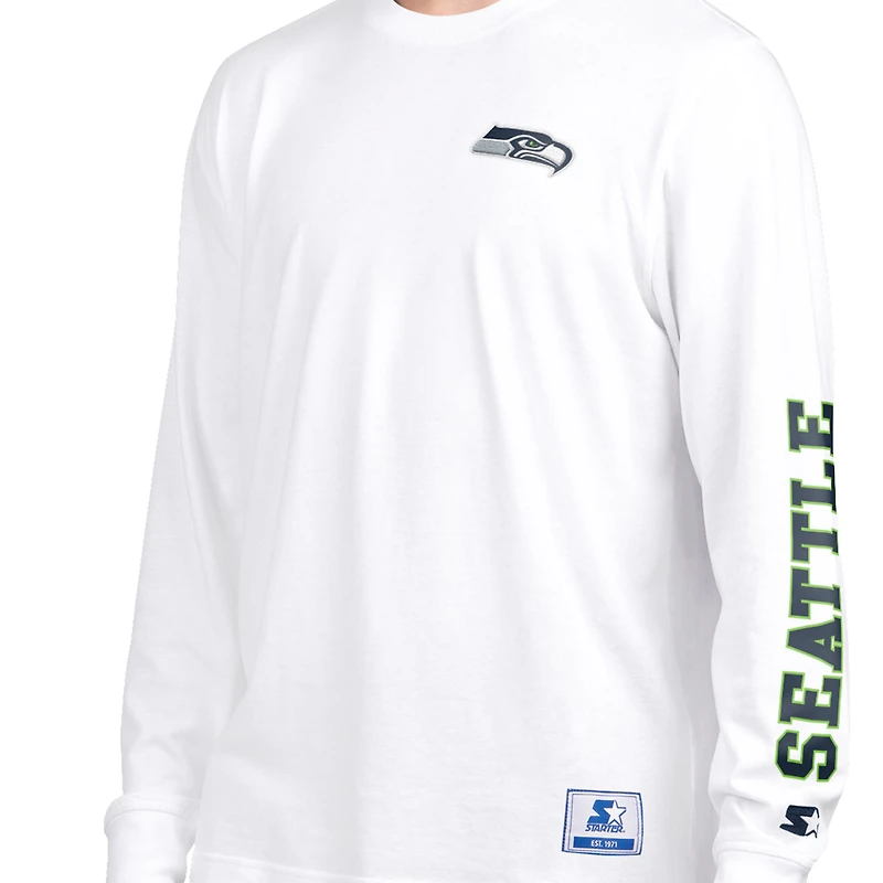 Men's Starter  College Navy/White Seattle Seahawks Short Sleeve & Long T-Shirt Combo Pack