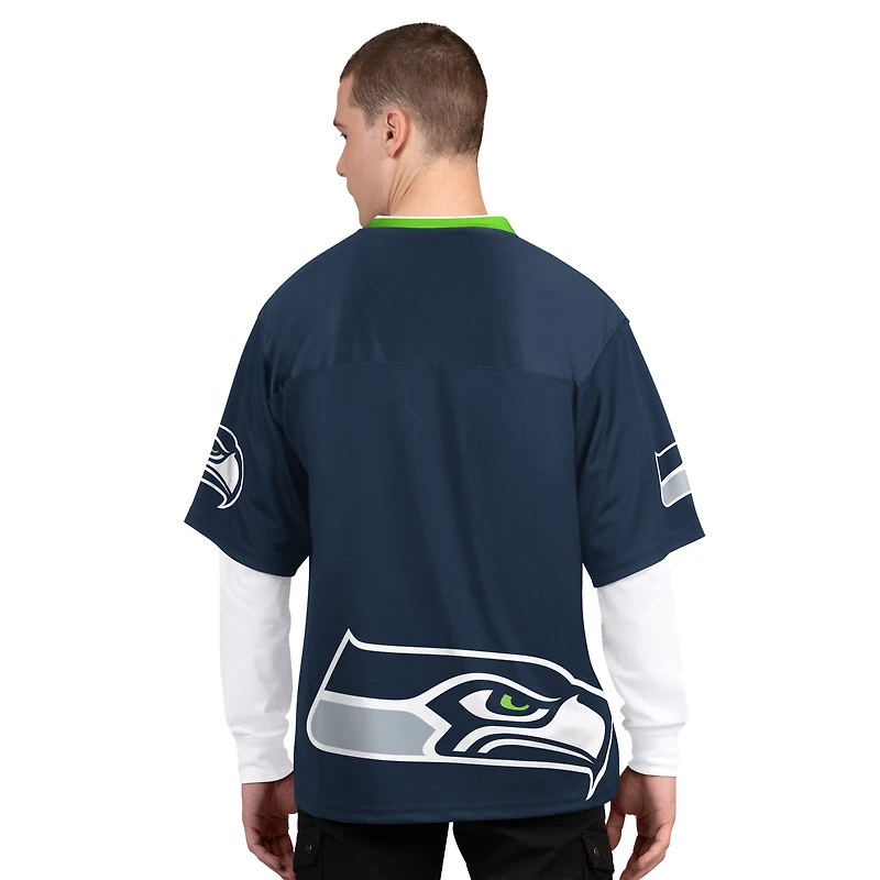 Men's Starter  College Navy/White Seattle Seahawks Short Sleeve & Long T-Shirt Combo Pack