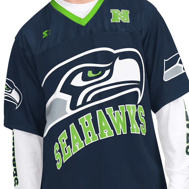 Men's Starter  College Navy/White Seattle Seahawks Short Sleeve & Long T-Shirt Combo Pack